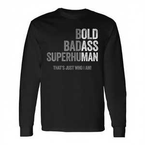 T-shirt à manches longues pour homme, col rond, taille adulte, imprimé sérigraphié, motif audacieux et super-humain, idéal pour les réunions de famille ou comme cadeau de fête - Product Image 2
