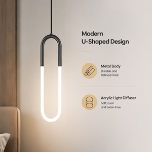 Modern Metal Led Pendant <b>Light</b> Fixture For Bedroom Dining Room <b>Indoor</b> Home Decor Adjustable Height 14W Neutral White - Product Image 2