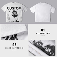 T-shirts personnalisés pour hommes, t-shirt uni, streetwear, t-shirt à col rond côtelé surdimensionné, t-shirt en coton lourd pour hommes