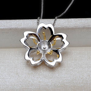 Pendentif en argent S925 en forme de fleur, support de perle séparée en deux couleurs, base 7-8 mm, pour bijoux DIY et breloques, catégorie de produit - Product Image 3