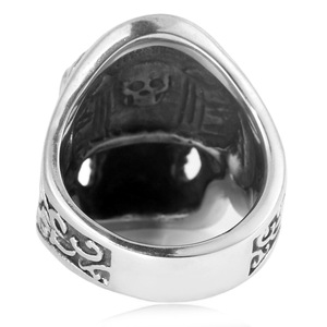 yunnique Skull Men's <b>Titanium</b> Steel <b>Ring</b> Silver Color Geometric Design Gift Jewelry - Product Image 4