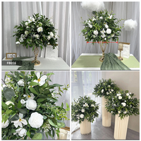 Boule de fleurs en soie DKB moderne, demi-blanc pur, 80 cm de diamètre, roses et gypsophiles, pour la décoration de mariages, maisons, hôtels, villas et fêtes