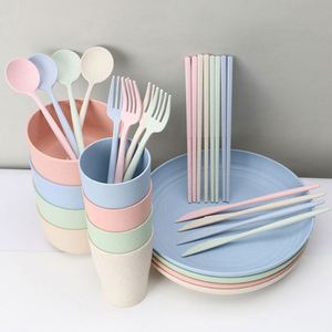 Nouvel ensemble de 28 assiettes incassables écologiques en paille de blé avec logo personnalisé - Product Image 2