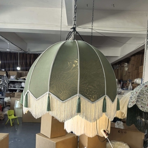 Abat-jour de lampe suspendue de haute qualité, très vendu, style rétro, modèle Palais, forme cloche, à franges, avec garniture grise, pour salon - Product Image 6