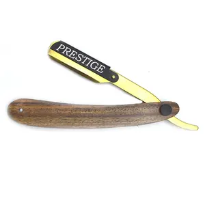 Professionale Manico In Legno Naturale Oro di Design Barbiere Rasoio con Variabile Lama | Straight Edge Rasoio per Gli Uomini di Rasatura Perfetta