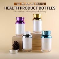Bouteille en plastique transparente de luxe de haute qualité, bouteille biodégradable pour médicaments, pilules, capsules avec couvercle
