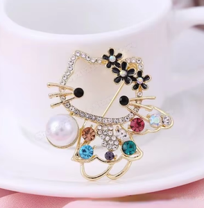 Broche de Color de gato con Cabeza Grande de dibujos animados, ramillete elegante de estilo japonés para mujer, Simple estilo literario, chapado en aleación elegante para niños - Product Image 4