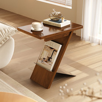 Table d'appoint de canapé en bois massif de style vintage, étagère mobile, table à thé créative, table de chevet de chambre à coucher, cadre en acier inoxydable