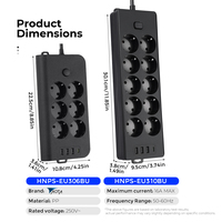 Multiprise standard européenne avec interrupteur principal, 6/10 prises CA + 3 USB + 1 port Type-C, rallonge haute capacité 16A