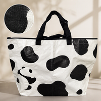 Sac en PP tissé personnalisé avec motif, design laminé pliable, sac de shopping promotionnel, matériau recyclé