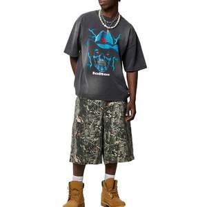 Camiseta estampada con lavado ácido de gran tamaño de peso pesado personalizada para hombre Camiseta gráfica de punto de algodón 100% - Product Image 6