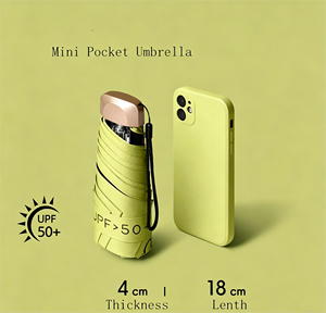 Parasol de poche léger avec logo personnalisé, pliable en 5 sections, en pongé 190T, avec revêtement noir anti-UV, pour jardin, balcon, café - Product Image 1