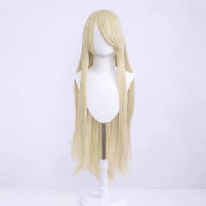 Peluca de cosplay para mujer, pelo largo y liso de 100cm, cubre toda la cabeza con flequillo, estilo Anime, pelucas elegantes para dar forma al rostro - Product Image 4