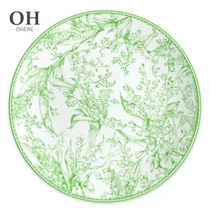 Green Bellwether grass fine bone china dinner plate set porcelain charger&side dish ceramic dinnerware wedding