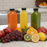 Bouteille de jus en plastique PET durable de 680 ml, forme carrée, avec bouchon anti-fuite, pour boissons fraîches, emballage en gros pour le marché américain.