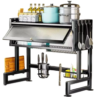 Organisateur de vaisselle multifonctionnel en métal à double couche pour évier de cuisine, support de rangement anti-poussière avec drainage, type moderne sur pied