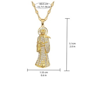 Fancy Day Nuevo Diseño Colgante de Latón Chapado en Oro con Micro Pavé de Circonitas, Amuleto Religioso del Dios de la <span class=keywords><strong>Muerte</strong></span>, Joyería de Moda - Product Image 3