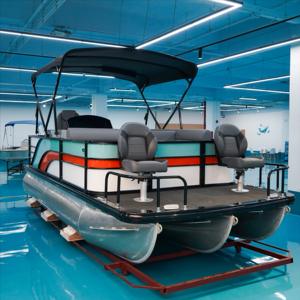 Nuevo barco pontón eléctrico de aluminio de lujo de 16 pies 4M-8m OEM ODM para cruceros en lagos y aventuras de pesca - Product Image 1