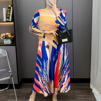 Nouvelle collection Printemps 2025 Miyake – Robe midi décontractée imprimée haut de gamme pour femme, plissée, élégante, grande taille, avec décoration froncée