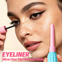 Eyeliner liquide à pointe ultra fine personnalisé, imperméable, anti-bavures, 2 types de têtes de pinceau, poils doux et durs, cosmétiques pour les yeux