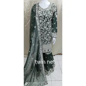 Premium Quality Wedding Festive Wear Heavy Twin Net Pakistani Gharara Suit for Women from Indian Supplier Available