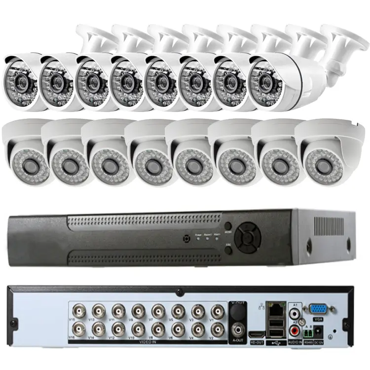 Factory Security CCTV System Analog Camera 16pcs Set 16 Channel DVR Kit 16CH HD Video Recorder