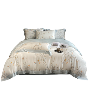 Bộ đồ giường mùa hè giá cả phải chăng-Lụa trắng, Bộ bốn mảnh vi khuẩn với tấm, vỏ gối và vỏ chăn - Product Image 2