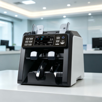 Máquina Contadora de Dinero de 2 Compartimentos, Contadora de Billetes con Detección de Múltiples Divisas y Clasificación de Denominaciones Mixtas