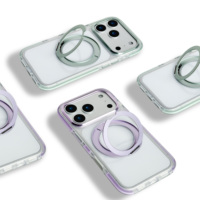 Coque de luxe antichoc pour iPhone 18 Pro Max 17 avec anneau magnétique transparent et support métallique intégré – Étui de téléphone premium