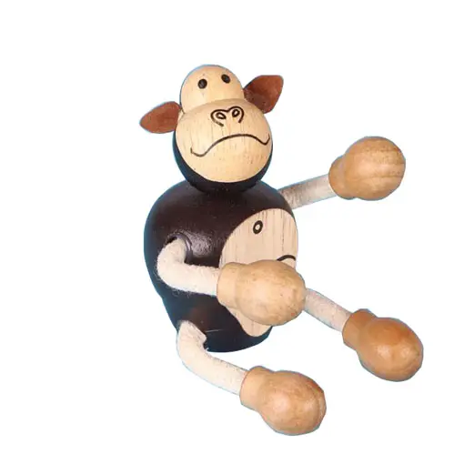 Poupée en bois animal gorille jouet poupée Animal gorille marionnette jouet décorations