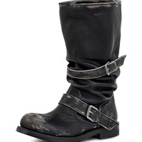 Bottes mi-mollet style Zhang Yuanying à boucle de ceinture, talon épais, effet vieilli, vintage, style coréen, bottes de travail de niche