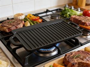 Poêle à griller réversible antiadhésive double face en fonte COOKWIN avec poignées - Product Image 1