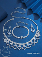 Luxe Géométrique Strass Collier Boucles D'oreilles Ensemble-Vente en Gros Accessoires de Mariée