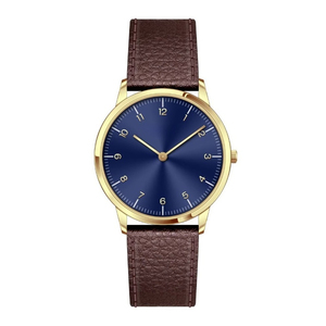 Reloj de Pulsera de Cuarzo para Hombre, Diseño Redondo, con Correa de Cuero Genuino Resistente al Agua 3ATM, Reloj de Lujo - Product Image 1