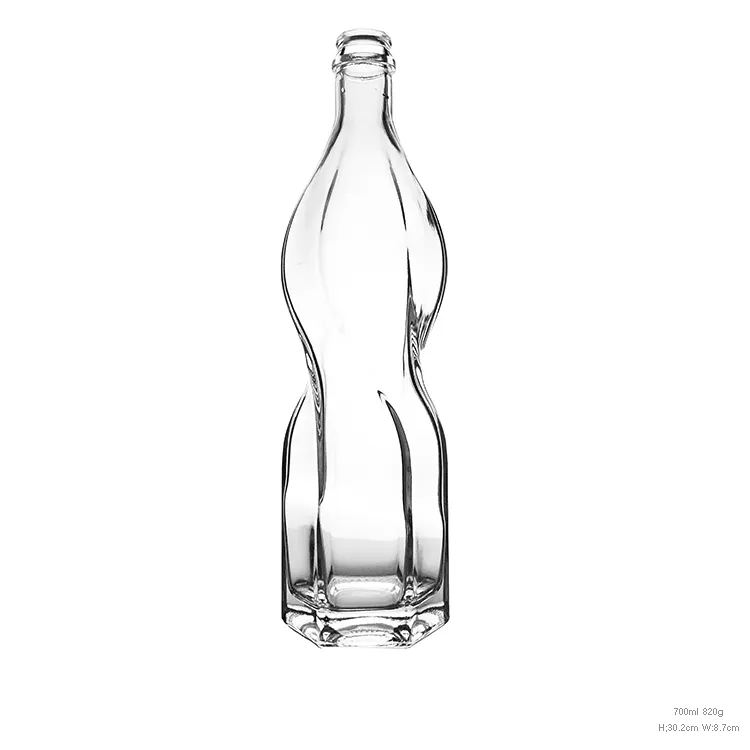 ガラス瓶700 mlユニークな形のファンシースピリットウイスキーウォッカリキュールボトル