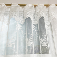 Voile en polyester blanc transparent, 1 pièce, voile floral, jacquard pour fenêtre, tissu transparent pour salon