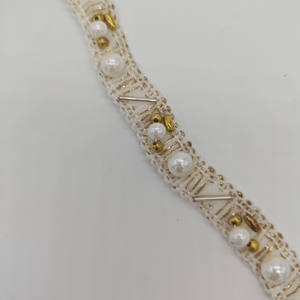 KUQI Garniture de luxe faite à la main en perles avec des perles dorées et un tube métallique argenté <span class=keywords><strong>pour</strong></span> robe de mariée et vêtements G005 - Product Image 5