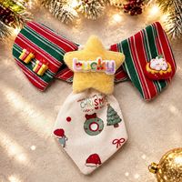 Bavoir pour animaux de compagnie style coréen Étoile de Noël, à rayures et petit nœud papillon, pour chats et chiens, mignon, protège-salive et cache-cou, toutes saisons