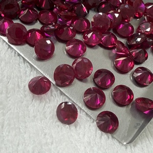 Gemas de Wuzhou 2 #   3 #   5 #   8 #   Piedra Preciosa de Rubí Redonda Creada en Laboratorio, Tratada Térmicamente, de 5mm-10mm, Color Rojo - Product Image 4