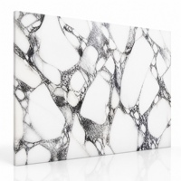 Dalle de pierre frittée brillante Bvlgari White 1800x1200x9mm, 3 motifs continus, comptoir et mur, intérieur commercial