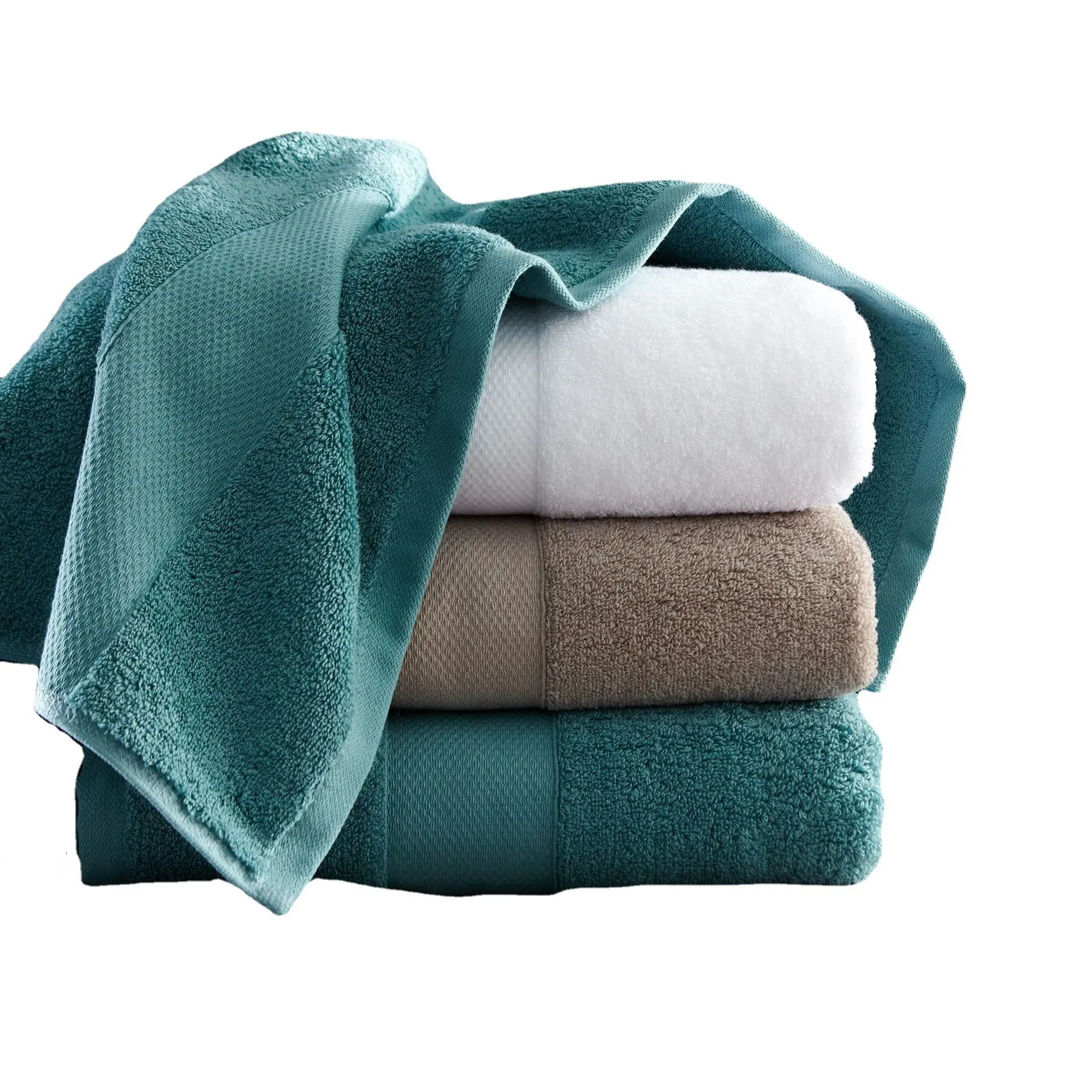 Serviette de bain 100% coton de haute qualité drap de bain blanc de luxe et ensemble de serviettes de toilette pour la maison d'hôtel