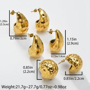 Joyería de Moda de Lujo Personalizada al por Mayor, Aretes Colgantes Gruesos de Acero Inoxidable Chapados en Oro de 18k con Diseño de Flor, Unisex - Product Image 5