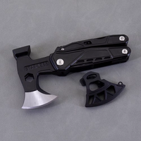 Hache de survie multifonction EDC, outil portable de camping pliable avec pince, marteau, tournevis, ouvre-bouteille et silex, manche en aluminium