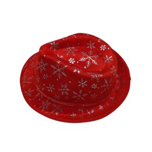 Sombrero Fedora Rojo Festivo de Navidad con Estampado de Copos de Nieve Plateados para Fiestas de Disfraces y Uso Unisex - Product Image 6