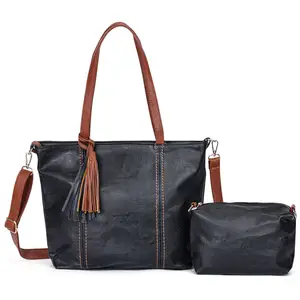 Borsa da donna KCB32 2 pezzi borsa a tracolla con piccola borsa abbinata borsa Tote in pelle sintetica borsa da donna