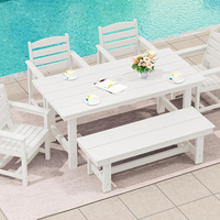 Ensemble de table et chaises de jardin modernes pour patio, en gros d'usine, mobilier d'extérieur en HDPE imperméable, portable et pliable