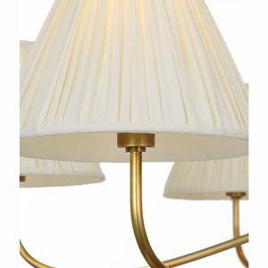 Lustre en laiton élégant, luminaire suspendu LED classique en soie plissée pour salon, salle à manger, cuisine, 110V - Product Image 6