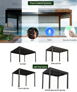 Pergola Bioclimatique <span class=keywords><strong>en</strong></span> <span class=keywords><strong>Aluminium</strong></span> de Haute Qualité, Toit à Lames Orientables Motorisées, Étanche, Pour Jardin et Extérieur, Dimensions Sur Mesure - Product Image 6