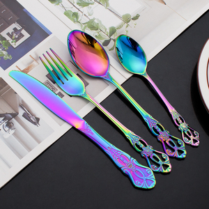 Chất Lượng Cao Nhà Bếp Bạc Đặt Thép Không Gỉ Hoàng Gia Cổ Điển Vàng Flatware Dao Kéo Sang Trọng Cho Nhà Hàng Phục Vụ - Product Image 5