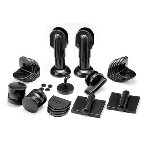 Accessoires en nylon pour cloisons de toilettes publiques : pieds de support en plastique noir, charnières, serrures de porte, supports d'angle – Installation facile - Product Image 1
